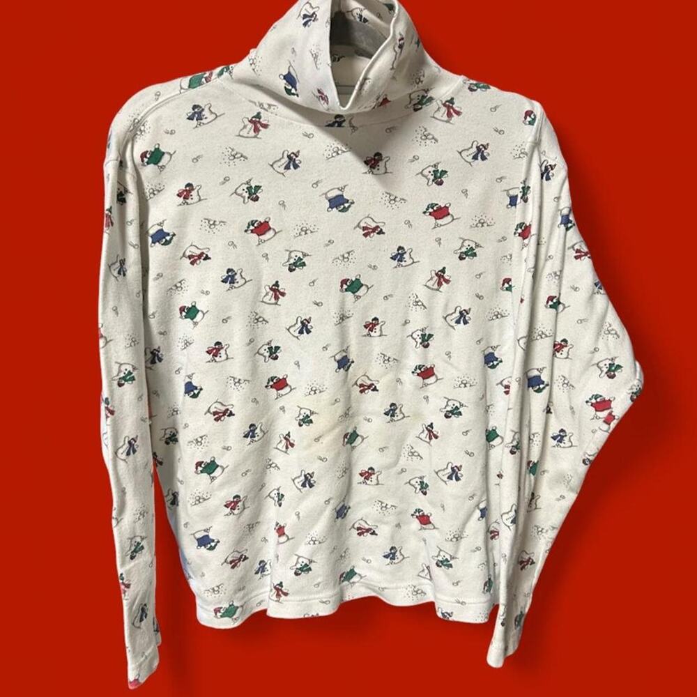 Small vintage Croft & Barrow cotton turtleneck snowmen winter scene